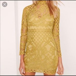 Missguided Mustard Lace Dress